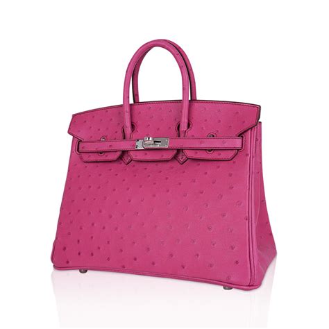 hermes fuchsia bag|HERMES Ostrich Birkin 25 Fuchsia 1144107 .